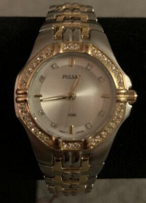 Pulsar Women’s 46 Crystal Accented Dress Two-Tone Stainless Steel Watch 380215