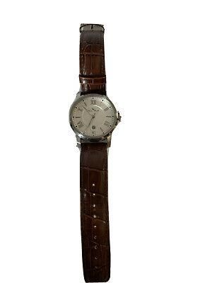 Lucien Piccard Men's Cilindro Brown Leather Watch Needs Battery Date Resistant