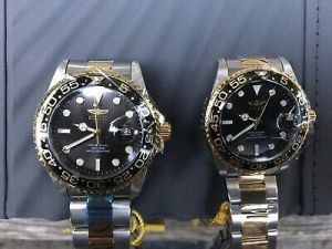 Invicta Watches Pair Watch Boyfriend Girlfriend 40mm & 37.5mm Black, Gold Silver