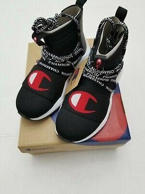 Kid's Champion RALLY HYPE SPORT Black Pull-On Tabs High Top Sneakers Shoes Sz 12