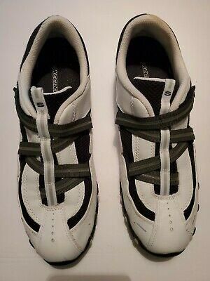 Skechers Women's Biking Low Top Leather Shoes 9.5M White Black Rn 21511