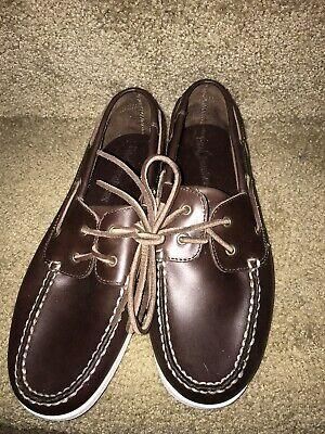 Boys New Tag Polo Ralph Lauren Brown Leather Boat Dock Comfort Shoes Size 6 M