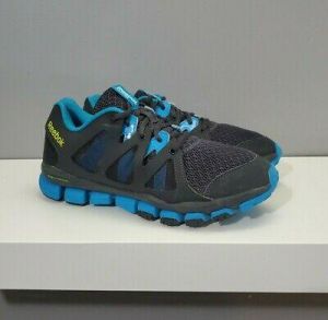 REEBOK REALFLEX TRANSITION 5.0  GREY/BLUE TRAINING SHOES WOMEN SIZE 8.5