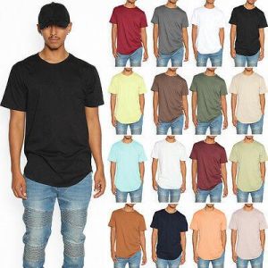 TheMogan Men's Fashion Basic Original Extended Long Curved Scoop T-Shirt EPTM -S