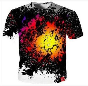 Bargain sales Fashion Women Men Casual 3D Flame Fragment Print T-Shirt Short Sleeve Tops Tee