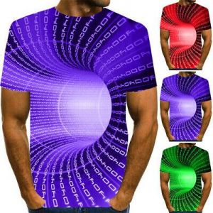 Fashion Men Summer T-shirt Round Neck Short Sleeve Digital 3D Printed Top Blouse
