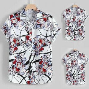 Men's Summer Shirts Fashion Casual Lapel Print Short Sleeve T-shirt Tops Blouses