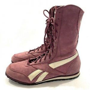 Vtg REEBOK Women's Classic Purple Wrestling Boxing High Top Shoes Sneakers Sz 6