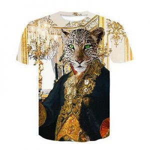 Hot Fashion Women Men T-Shirt 3D Print Animal Leopard King Short Sleeve Tee Tops