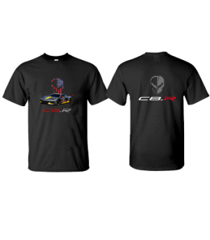 Men Fashion 8Corvett C8R Skull Patriotic Logo T-Shirt Gildan