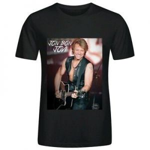 Fashion Men's Jon Bon Jovi Band Round Neck Music Printed Cotton T-Shirts