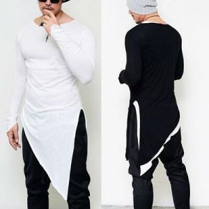 Tops Blouse Fashion Men's Slim Fit Irregular Long Sleeve Muscle Tee T-shirt New