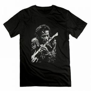 Fashion Men's Chuck Berry Greatest Rock Roll Graphic Cotton T-shirt Black