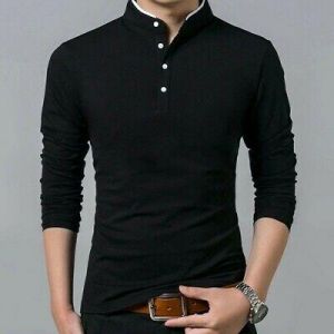 Fashion Men's Polo Shirt Solid Color Slim Long Sleeve Casual Men's T-shirt
