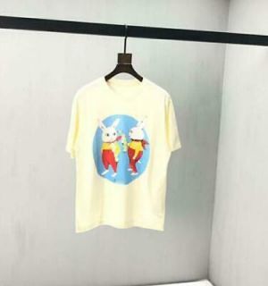 Fashion Mens Casual T-shirts Classic Cartoon Round Neck Cotton TEE Tops beige XL