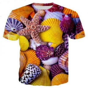 Fashion Women Men T-Shirt 3D Print Ocean Starfish Shell Short Sleeve Tops Unisex