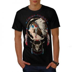 Wellcoda Chief Girl Art Fashion Mens T-shirt, Leader Graphic Design Printed Tee