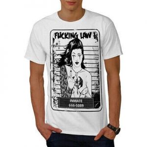 Wellcoda Law Finger Girl Fashion Mens T-shirt, Jail Graphic Design Printed Tee