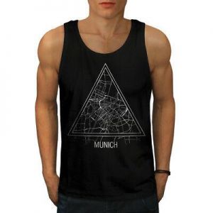 Wellcoda Munich City Map Fashion Mens Tank Top, Town Active Sports Shirt