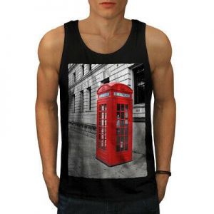 Wellcoda Telephone Box UK Fashion Mens Tank Top, Red Active Sports Shirt