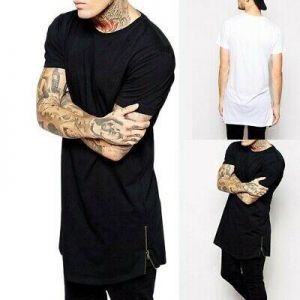 Bargain sales Men fashion Men&#039;s Long Size Fashion Zip Hip Hop Fashion Shirt Short Sleeve Tops Blouse HY