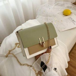 Women Shoulder Bag Ladies Messenger Bag Fashion Hit Color Lock Bag Square Bag