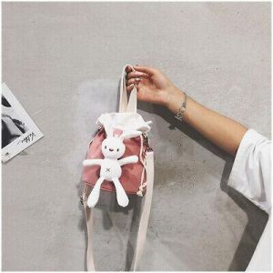 Celebrity Bucket Bags Women All-Match Cute Rabbit Shoulder Messenger Bag Pink