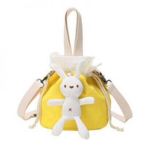 Celebrity Bucket Bags Women All-Match Cute Rabbit Shoulder Messenger Bag Yellow