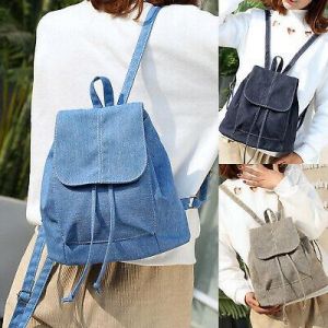 Women Denim Backpack Small Mini School Bags Travel Rucksack Canvas Shoulder Bag