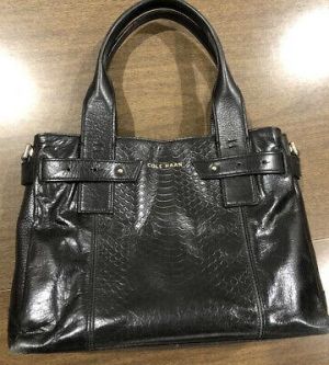 Cole Haan Black Leather Shoulder Bag Purse Snakeskin