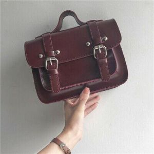 Women Portable Small Square Handbags All-Match Shoulder Crossbody Bags Wine Red