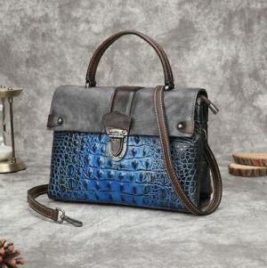 Women Genuine Cow Leather Messenger Shoulder Bag Embossed Handbag Cross body