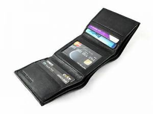 New Black Leather Men's Small RFID Slim Trifold Wallet Credit Card ID Holder