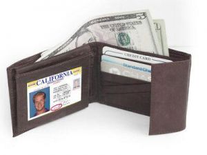 Genuine Leather Men's Bifold fastener Wallet Flap Top ID Card Front Pocket