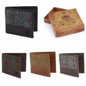 Men’s Harris Tweed & Leather Wallet Gift Boxed British Bag Company