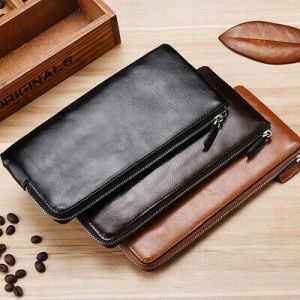 Men's Fashion Cowhide Leather Wallet Phone Money Coin Credit Card Holder Purse