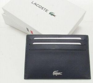 Lacoste Men's Genuine Leather Peacoat Blue Card Holder Wallet -A4