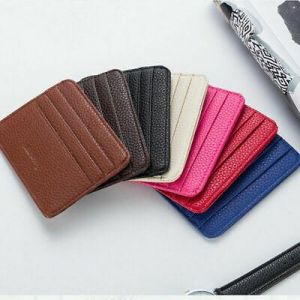 Men's Women Ultra Slim Wallet Leather ID Credit Card Case Photo Holder 7 Colour