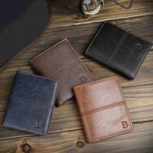 Men&#039;s Leather Wallet Pocket ID Card Holder Billfold Slim Clutch Bifold Purse