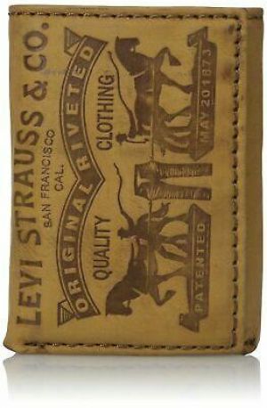Levi's Men's Premium Leather Credit Card Id Wallet Trifold Cognac 31LV1179
