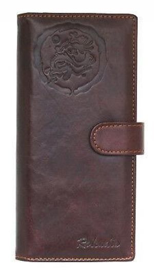 Men's Leather Clutch Long Wallet 11 Card Holders Zippered Coin Pocket Vintage