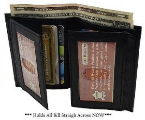 AG Wallets Mens Leather Bifold 8 Card Slots dual Flap 4 ID Windows Slim Wallet