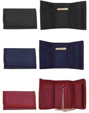 Men's / Boys Sports Wallet. Optional Security Chain : Black : Red : Blue