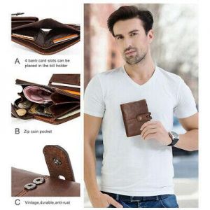 Bargain sales Genuine Leather Men's Billfold Wallet RFID Blocking Multi-card Holder Coin Purse