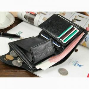 Baellerry Men's Minimalist PU Leather Short Wallet Bifold Checkbook Photo Holder