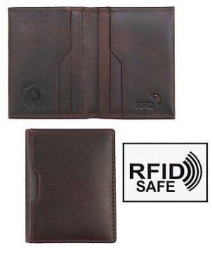 Men's Alperto Luxury Designer Brown Leather Card Holder Wallet RFID Blocking New