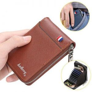 Men's Zipper Faux Leather Wallet Credit Card Holder Pocket Purse Coin Clutch
