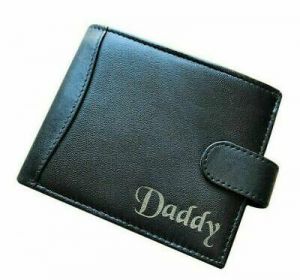 Men's Personalised Engraved Real Soft Leather Black Wallet Birthday Gift Present