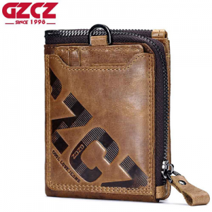 Men‘s Genuine Leather Cowhide Zipper Wallet Bifold Credit Card ID Holder Purse