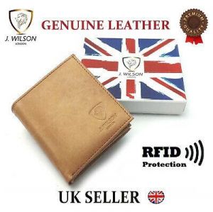 Designer Mens Leather Wallet RFID SAFE Contactless Card Blocking ID Protection
